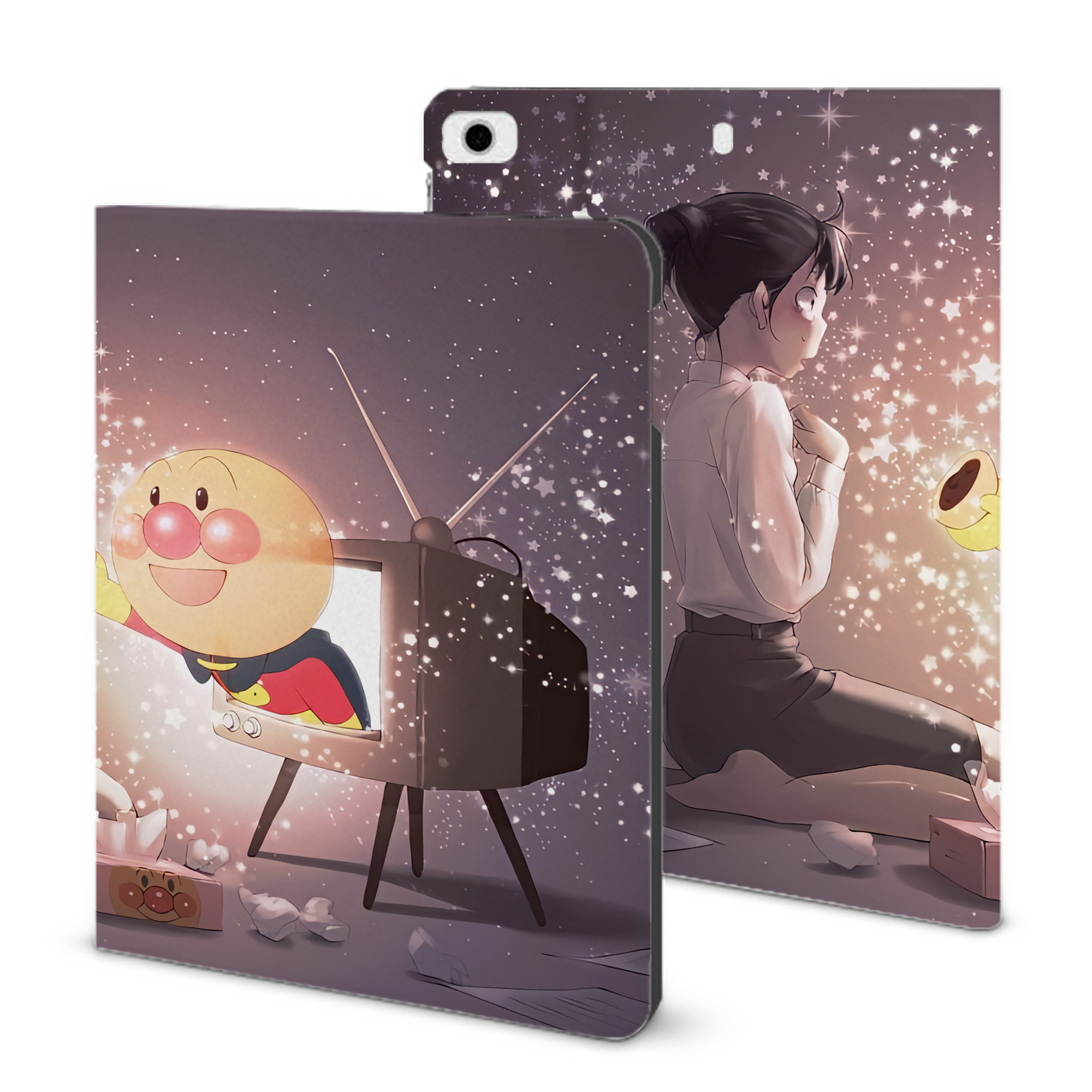 （画像用） アンパンマン Anpanman IPad ケース ブック型 PUレザー TPU 耐衝撃 軽量 薄型 ペン収納なし 全面保護 IPad 各モデル対応